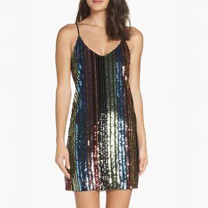Forest Lily Sequin Stripe Slip Dress in Multi Size M